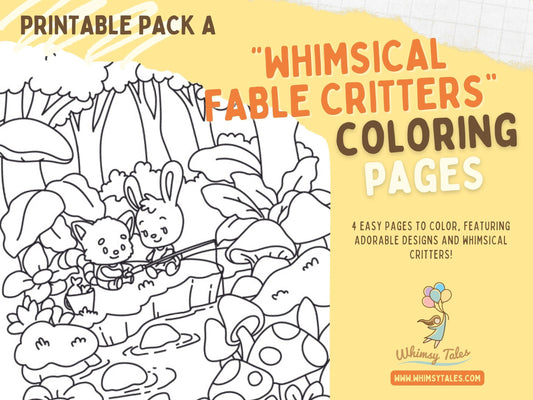 Whimsical Fable Critters Coloring Page (PACK A)