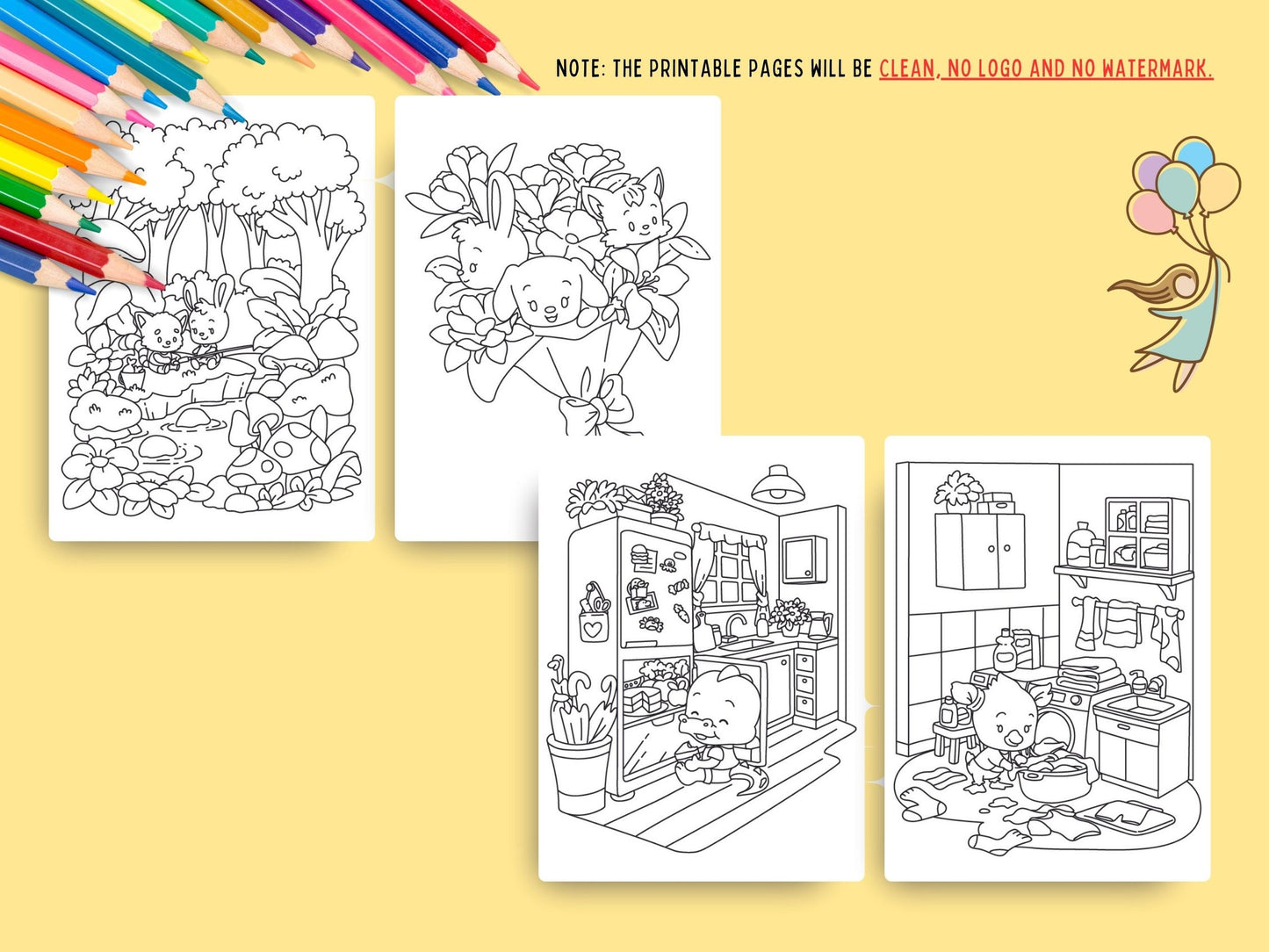 Whimsical Fable Critters Coloring Page (PACK A)