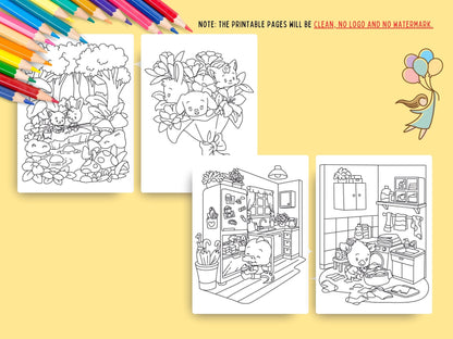 Whimsical Fable Critters Coloring Page (PACK A)