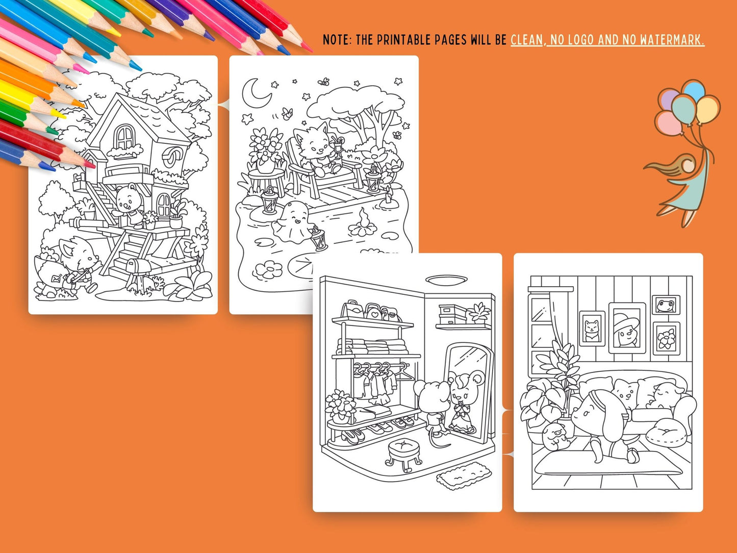 Whimsical Fable Critters Coloring Page (PACK C)