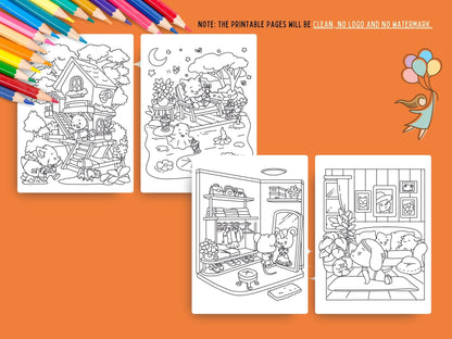 Whimsical Fable Critters Coloring Page (PACK C)